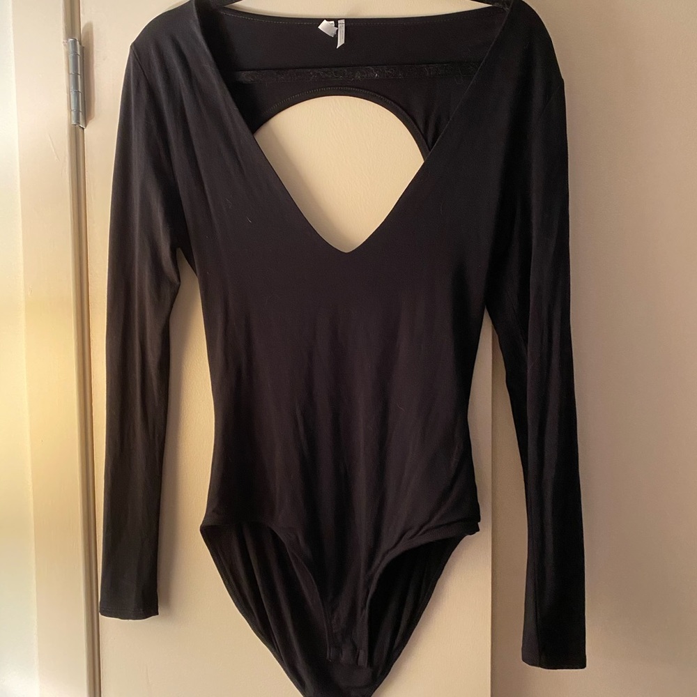 Black Deep V Body Suit